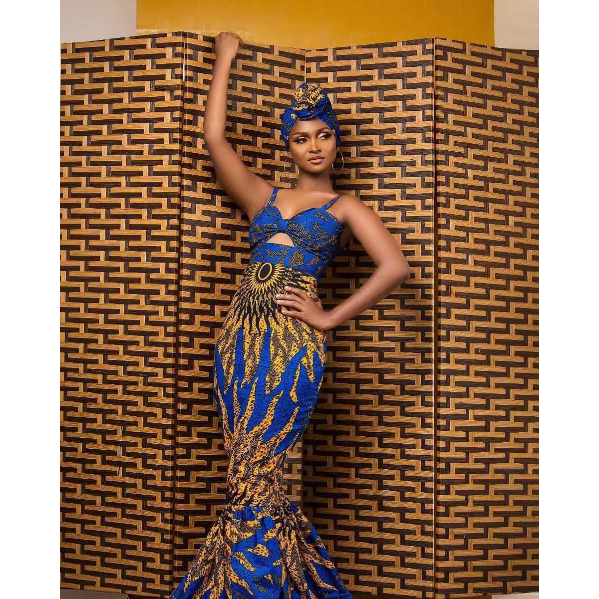 Ropa de mujer Vestido de sirena con estampado digital africano popular para mujer