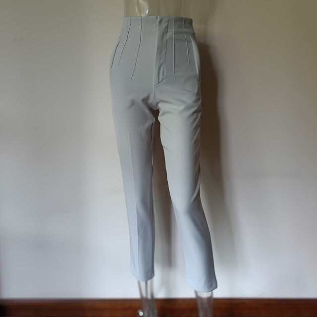 Pantalones de mujer de tiro alto y pierna recta