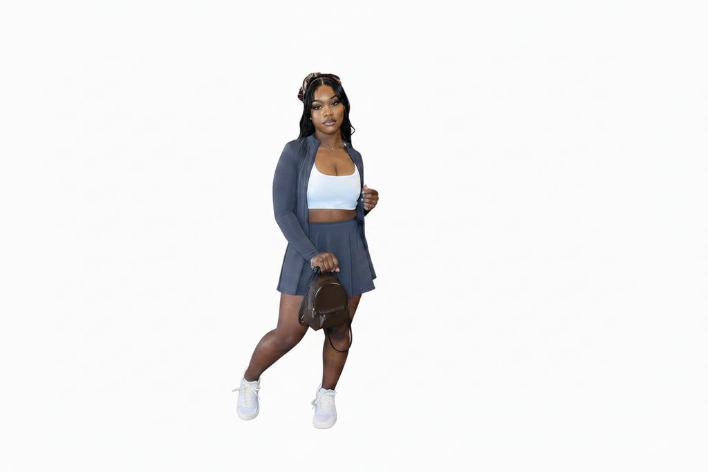 Grey Pleated Tennis Set