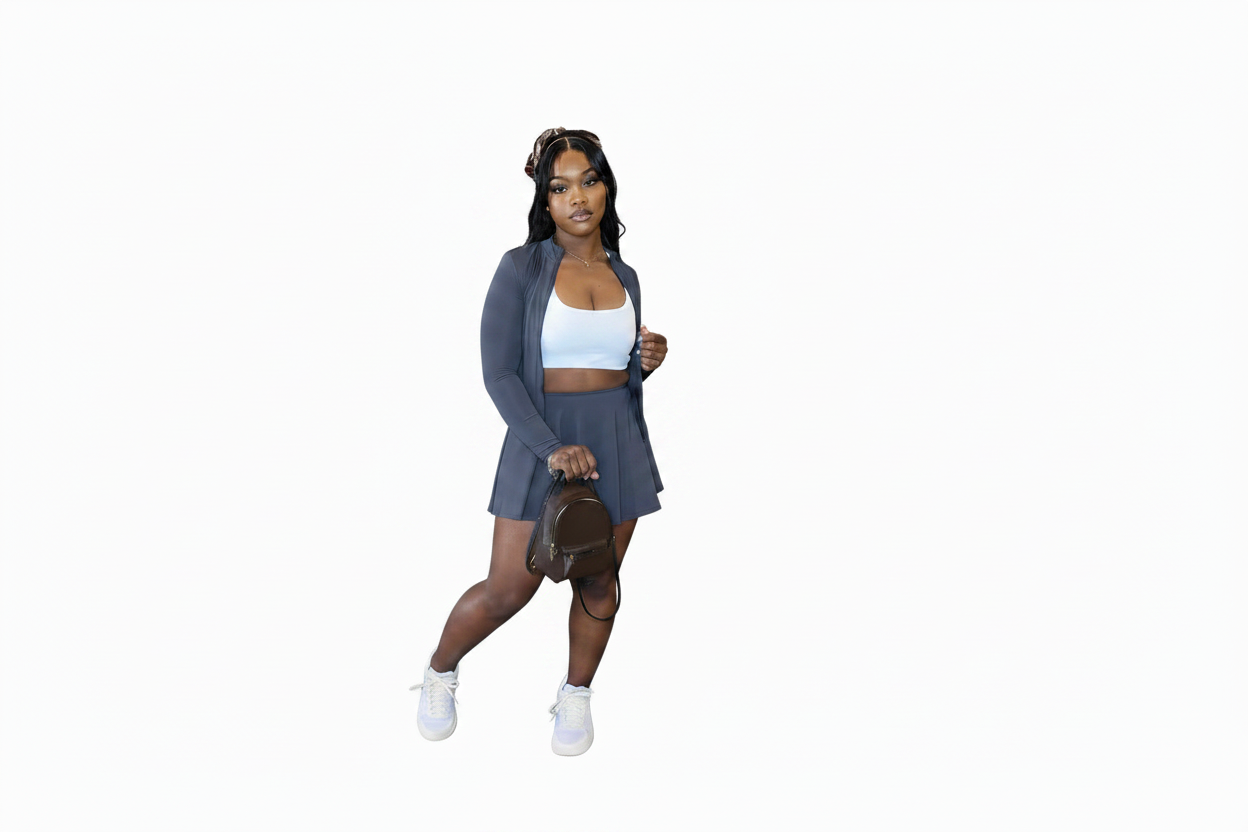 Grey Pleated Tennis Set