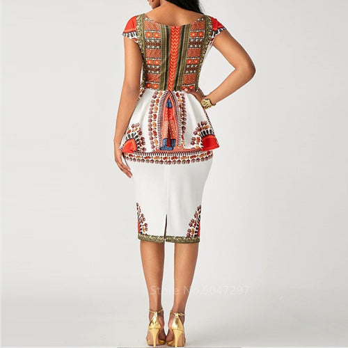 Conjunto de top y falda dashiki africano