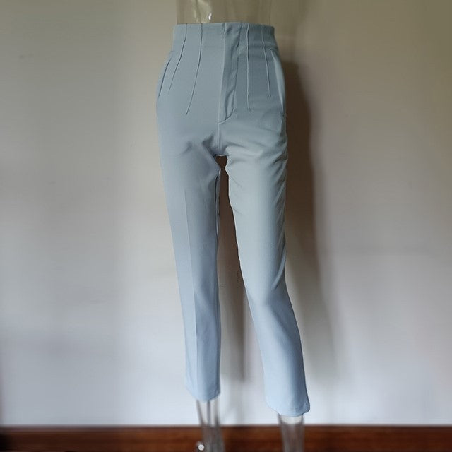 Pantalones de mujer de tiro alto y pierna recta