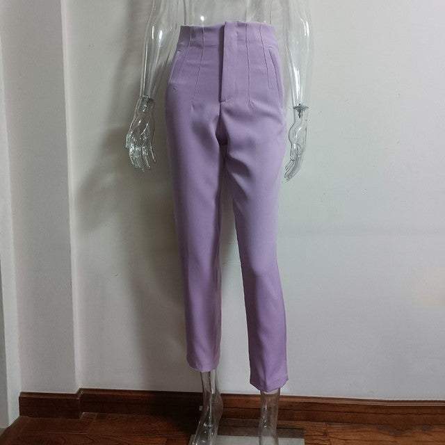 Pantalones de mujer de tiro alto y pierna recta
