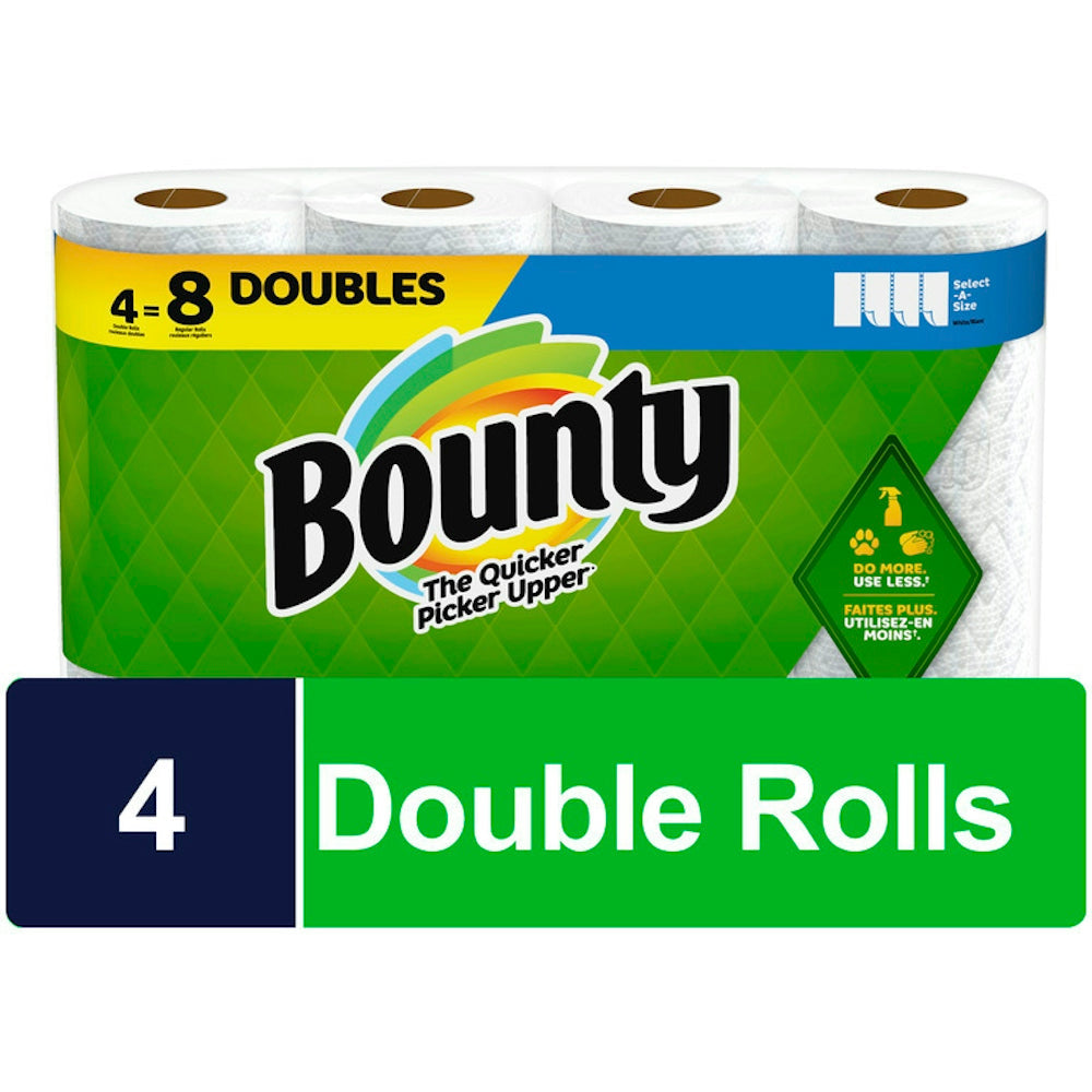 Bounty Toallas de Papel Selecciona el Tamaño, 4 Rollos Dobles