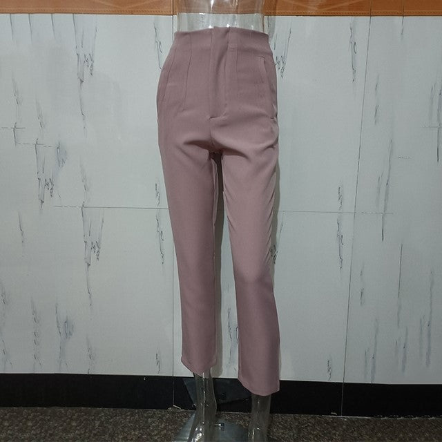 Pantalones de mujer de tiro alto y pierna recta