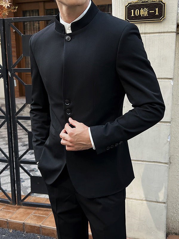 Men's Stand-Up Collar Two-Piece Suit