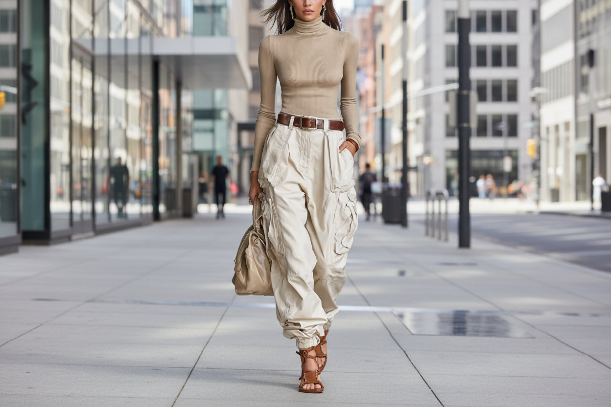 Pantalones casuales de mujer de cintura alta, holgados y de pernera ancha
