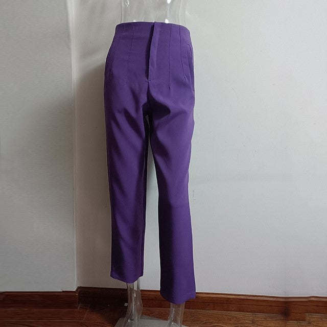 Pantalones de mujer de tiro alto y pierna recta