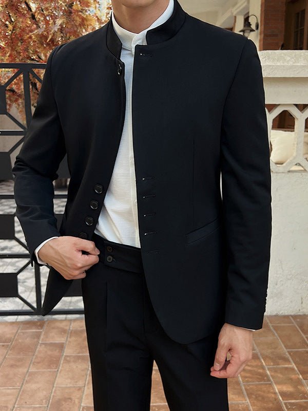 Men's Stand-Up Collar Two-Piece Suit