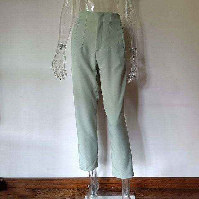 Pantalones de mujer de tiro alto y pierna recta