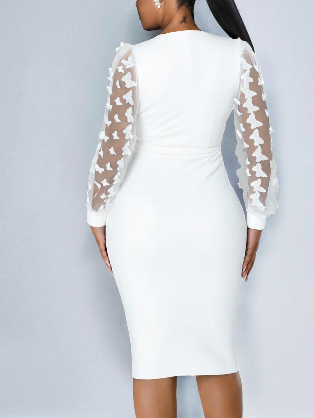 Sheer Sleeve Midi Dress