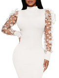 Sheer Sleeve Midi Dress