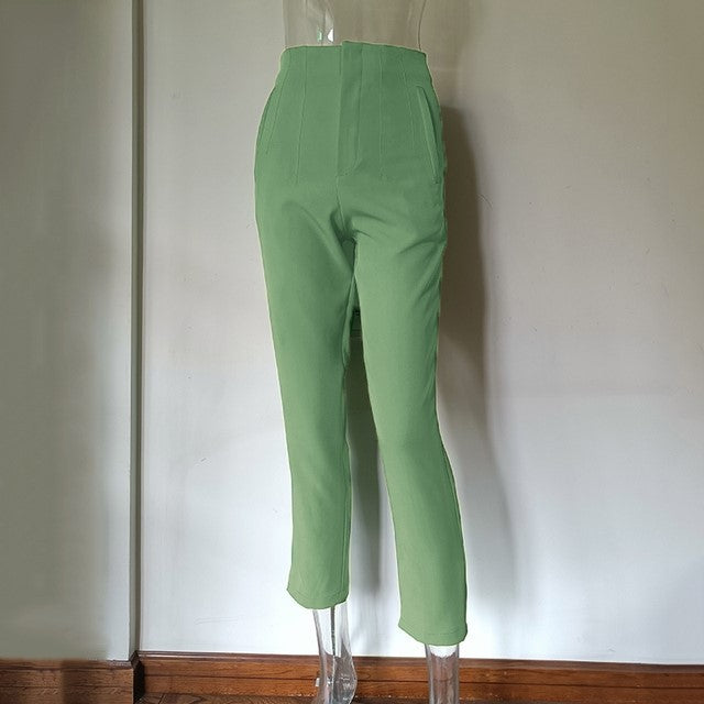Pantalones de mujer de tiro alto y pierna recta