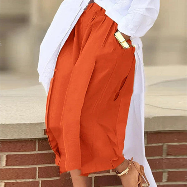 Pantalón Corto Ancho de Algodón Liso para Mujer
