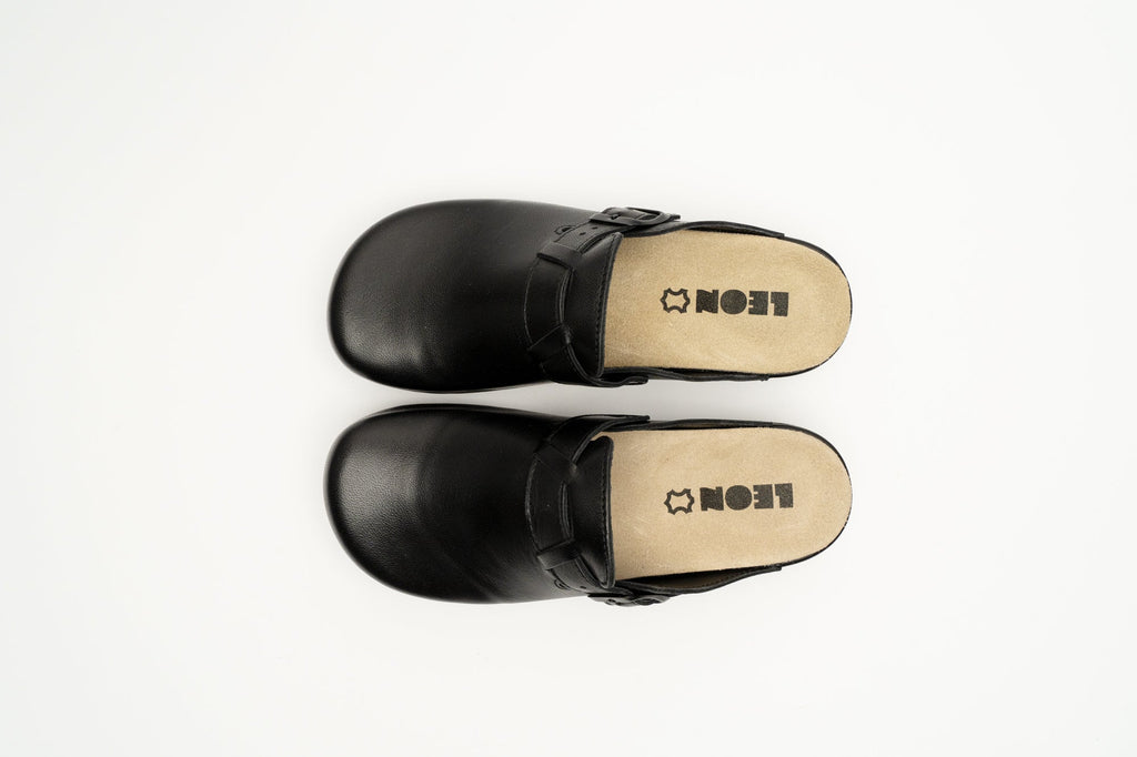 Nora I by LEON – Women’s Leather Clog- Removable Gel Insole & Adjustable Buckle