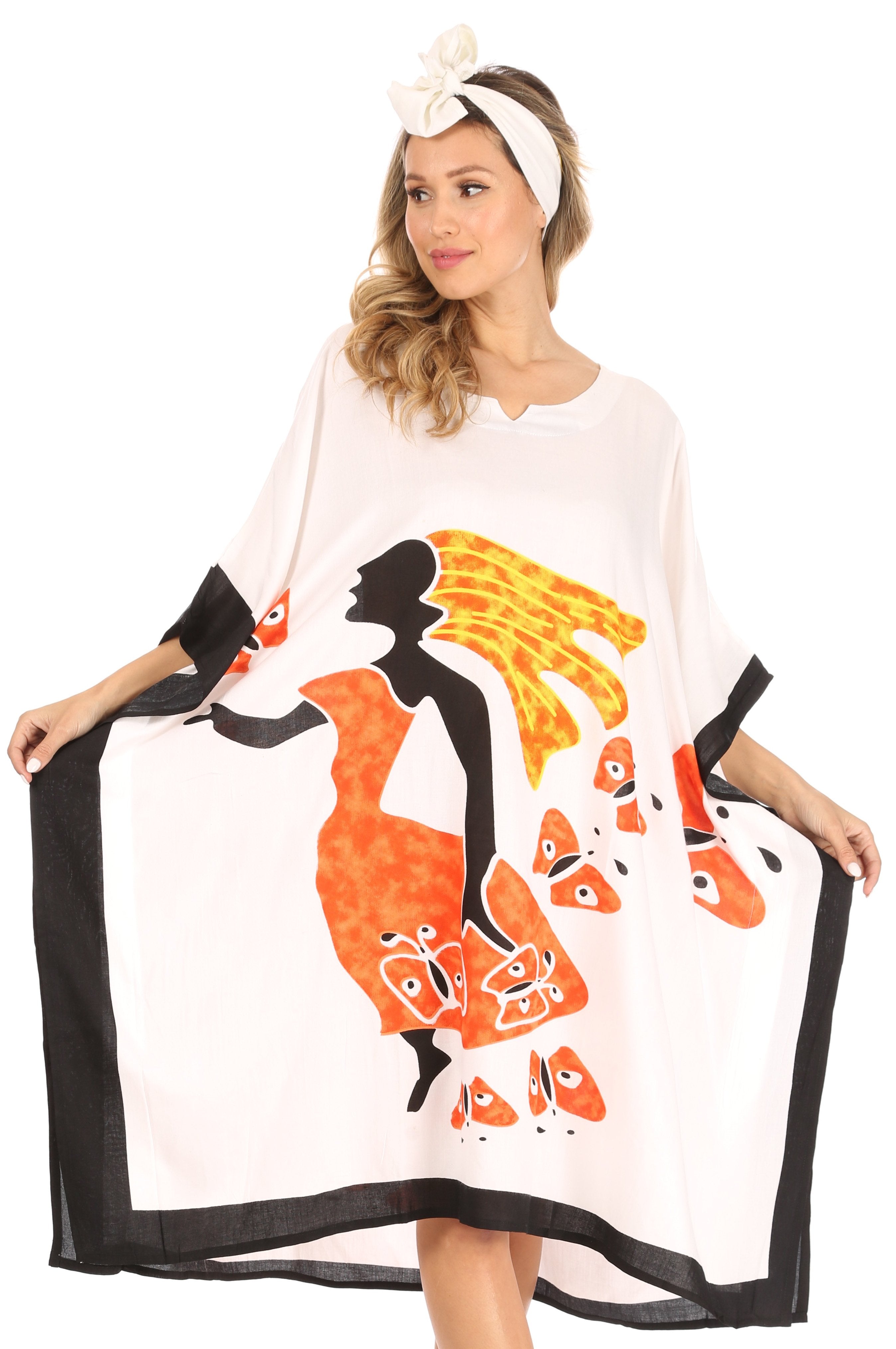 Sakkas Trina Women's Casual Loose Beach Poncho Caftan Dress Cover-up Many Print