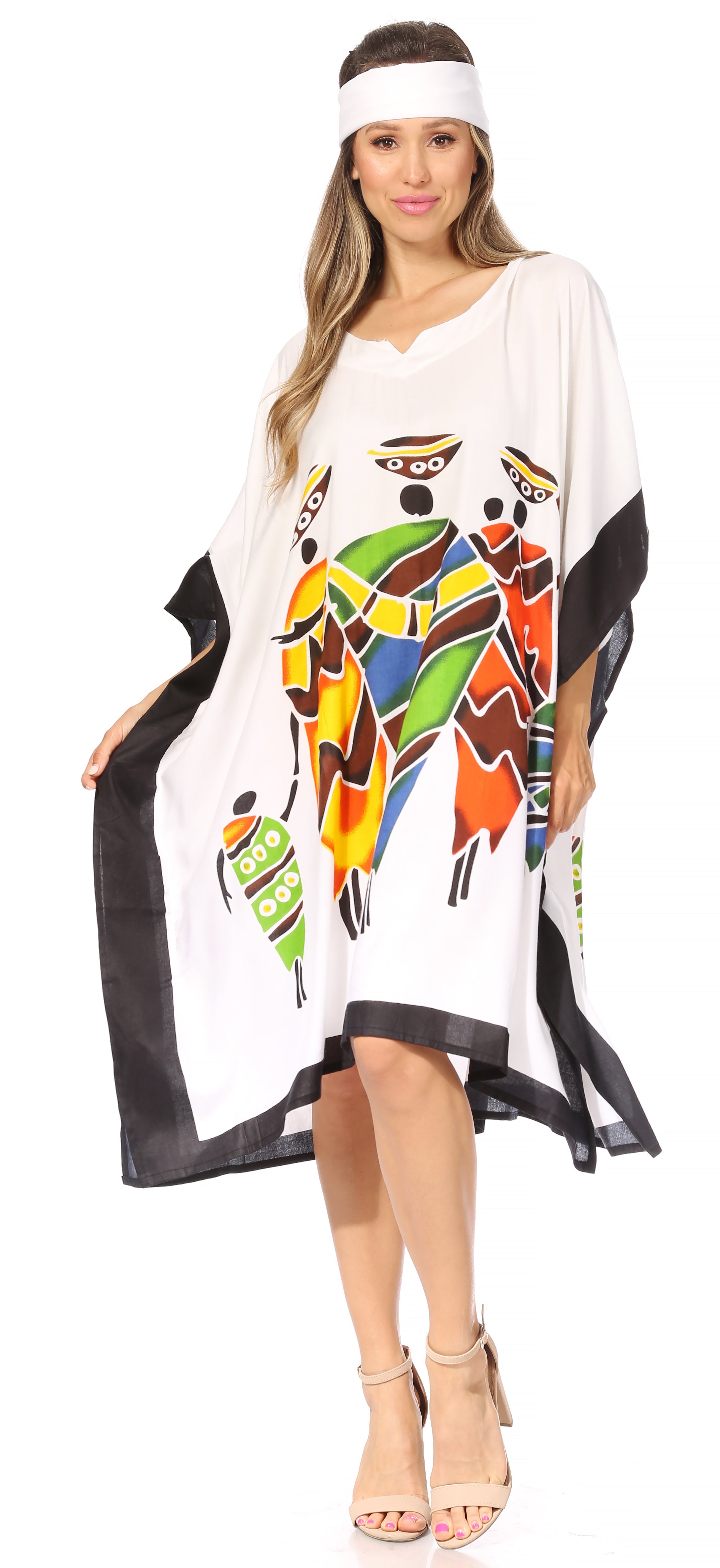 Sakkas Trina Women's Casual Loose Beach Poncho Caftan Dress Cover-up Many Print