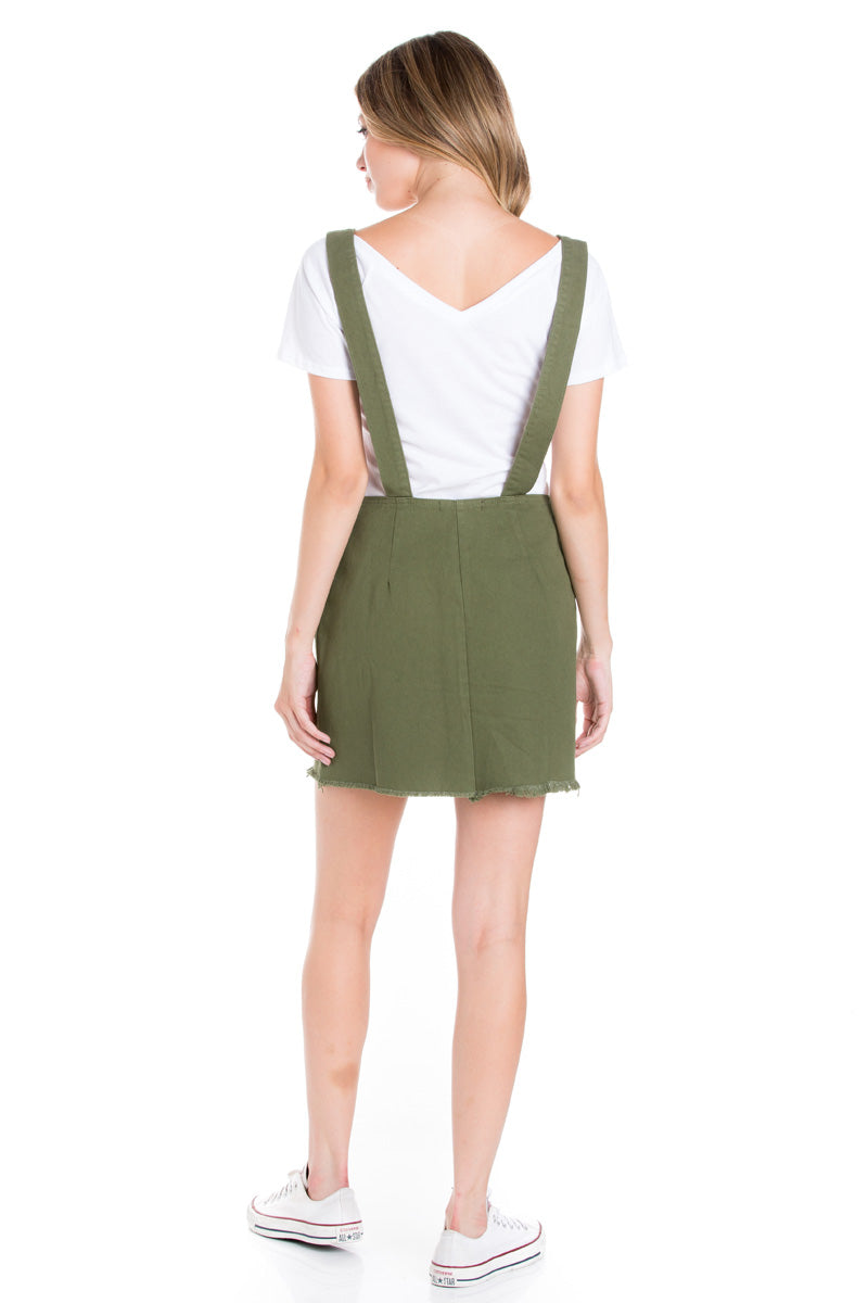 Hit The Road Jack Skirt Overalls Olive