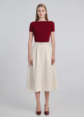 Flared Midi Skirt with Belt