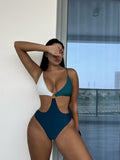 Traje de baño de una pieza sexy para mujer, pantalón multicolor especial, traje de baño plisado de una pieza