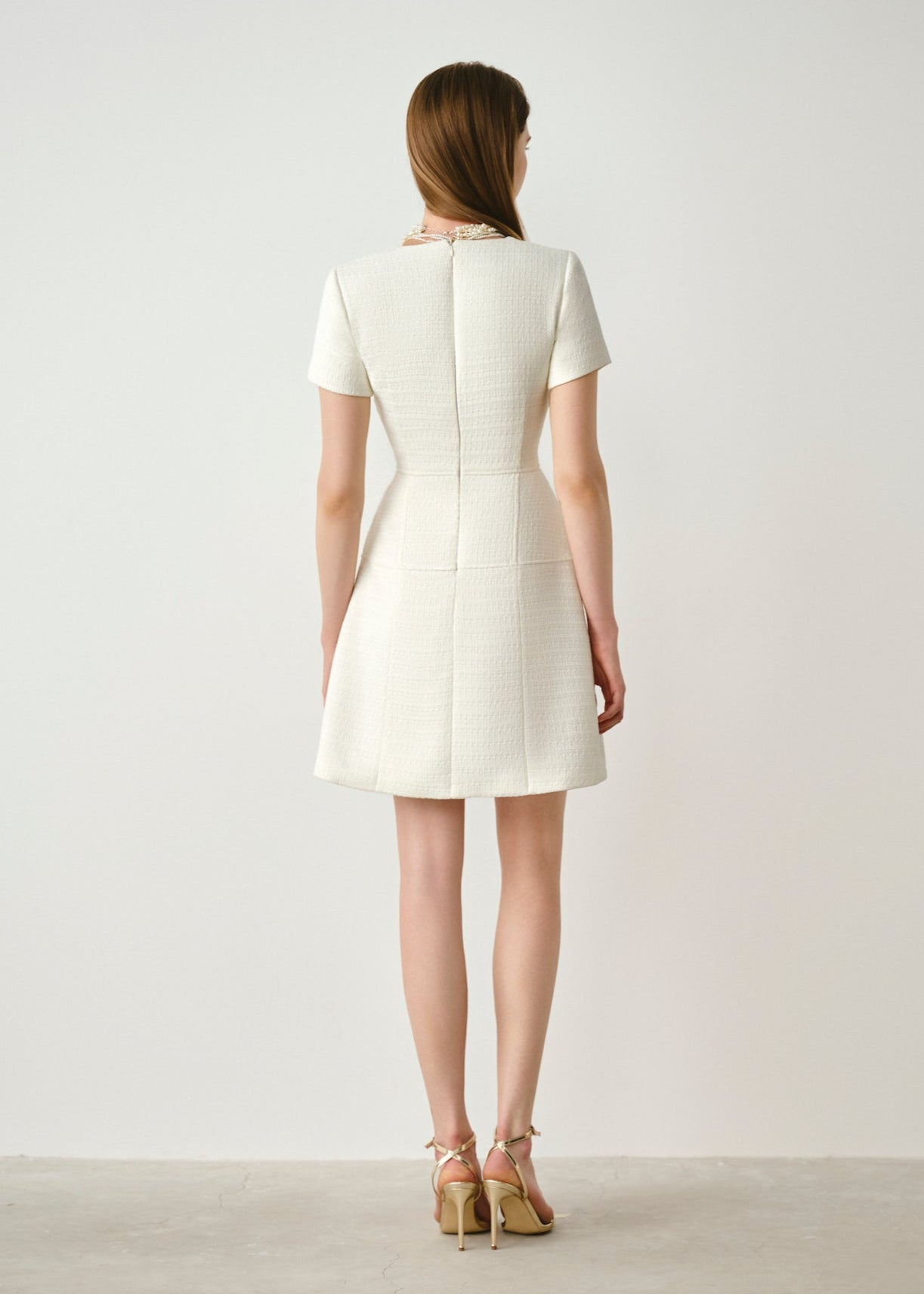 Tweed Pleated Mini Dress