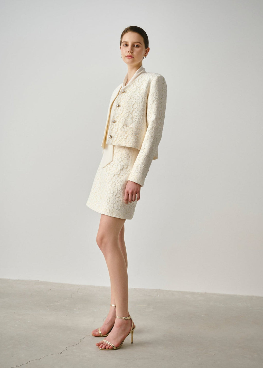 Lace Textured V-neck Jacket