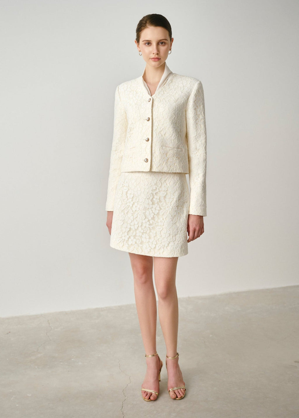 Lace Textured V-neck Jacket