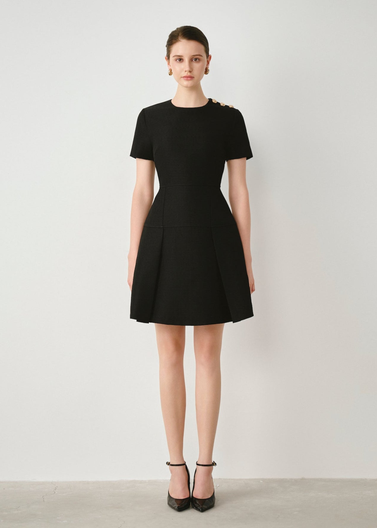 Tweed Pleated Mini Dress