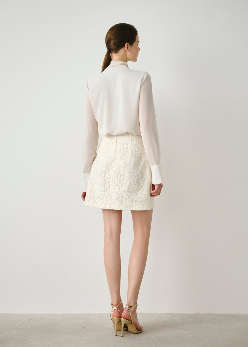 Pleated Tie-Neck Blouse