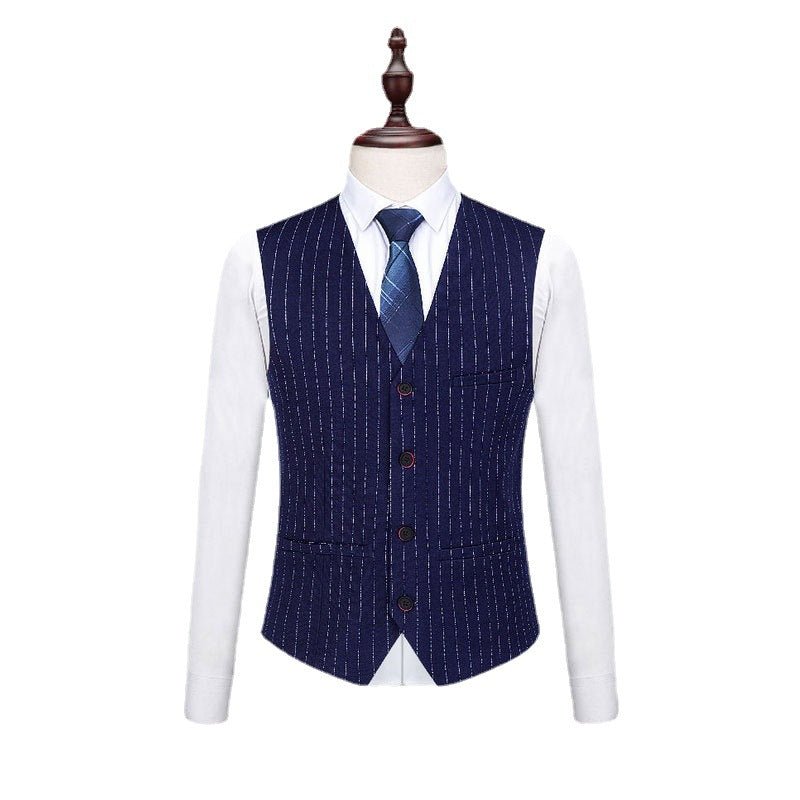 Mens Fashionable And Versatile Striped Three-piece Suit