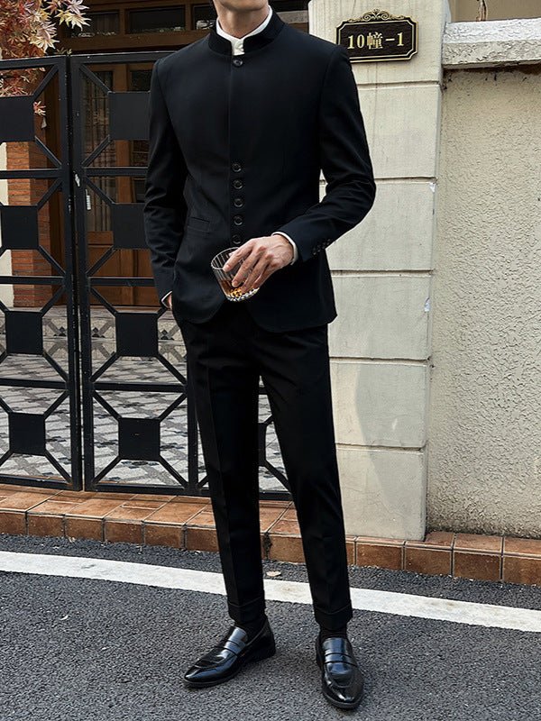 Men's Stand-Up Collar Two-Piece Suit