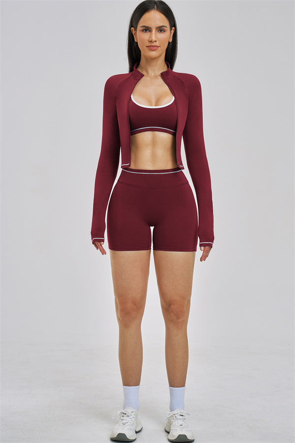 The Unbound Jacket Sports Bra Shorts 3-Piece Set