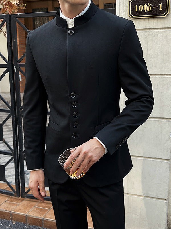 Men's Stand-Up Collar Two-Piece Suit