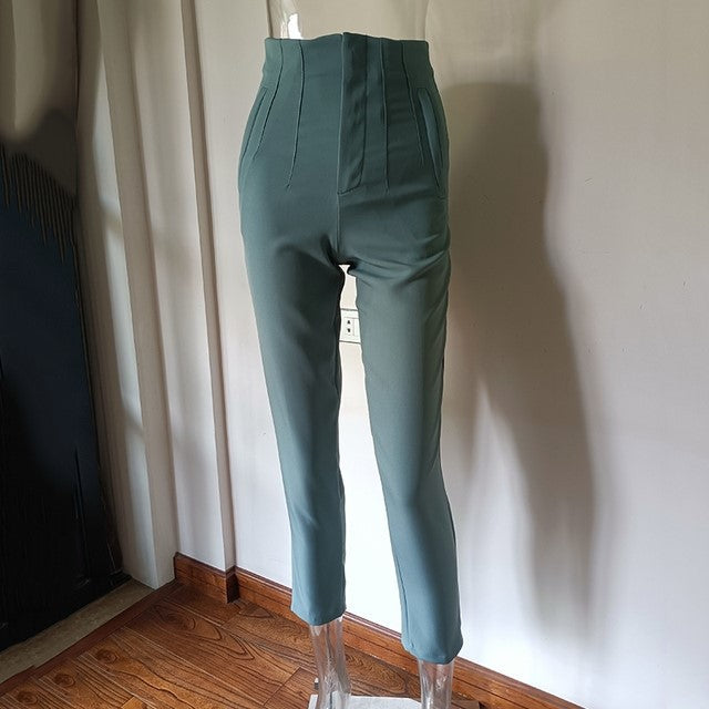 Pantalones de mujer de tiro alto y pierna recta