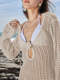 Long Sleeve Backless Cover-Up Dress - Refined Boho Style