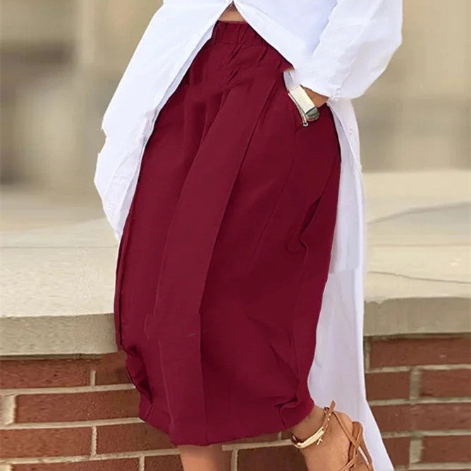 Pantalón Corto Ancho de Algodón Liso para Mujer