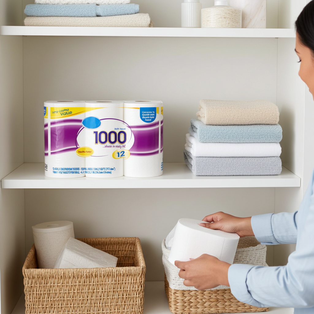 Papel higiénico de 1000 hojas por rollo, 12 rollos, similar al papel de baño Scott de 1000 hojas