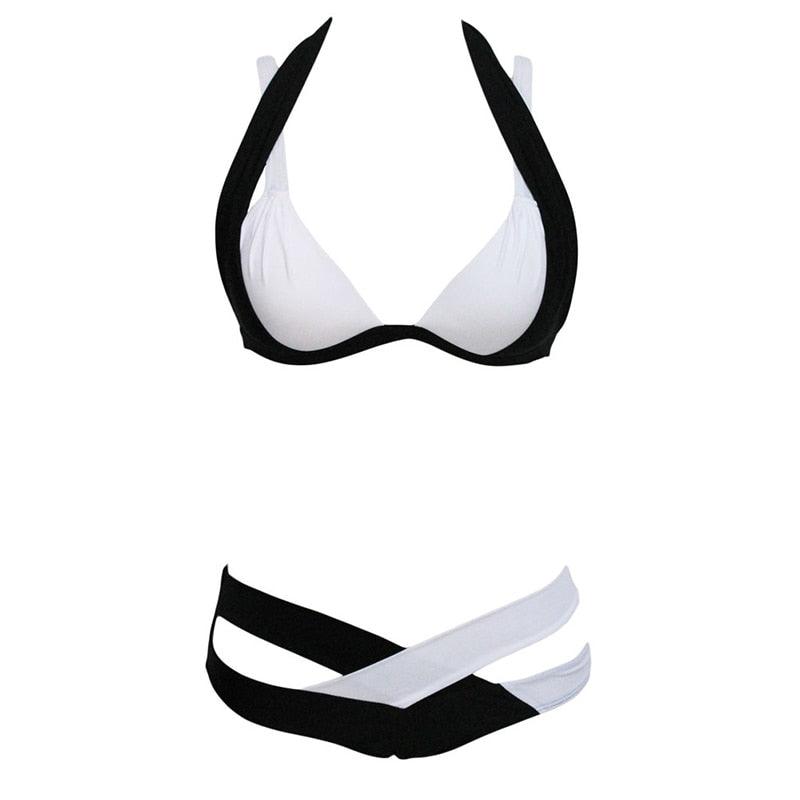 Traje de baño de bikini de cintura alta para mujer Trajes de baño de 2 piezas para mujer Bikini de cintura alta con cuello redondo Conjunto de bikini elegante para mujer Cómodo conjunto de natación Traje de baño de talla grande